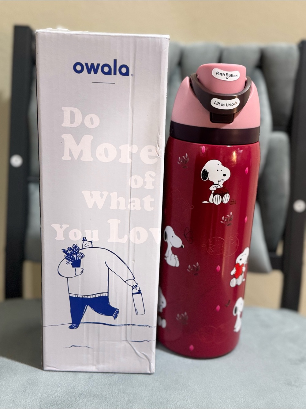 Owala Peanuts Snoopy Teal Stainless Water Bottle - red hearts
32oz